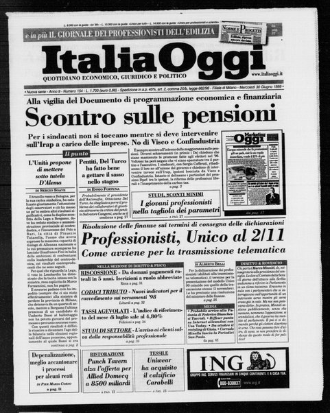 Italia oggi : quotidiano di economia finanza e politica